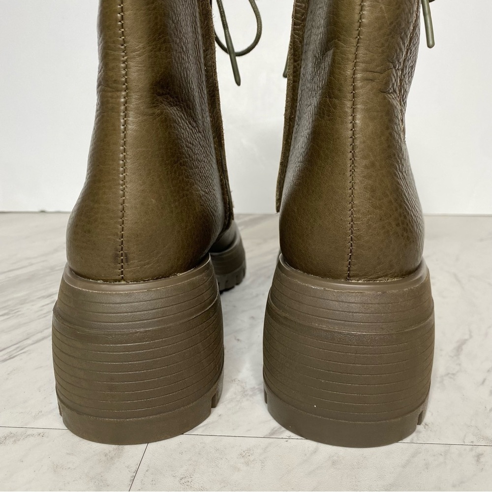 Franco Sarto Jetson Green Brown Leather Lace Up Lug Sole Boot 8 1/2 M - Picture 5 of 16